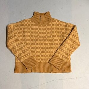 Everlane Yellow Checkered Turtleneck Sweater